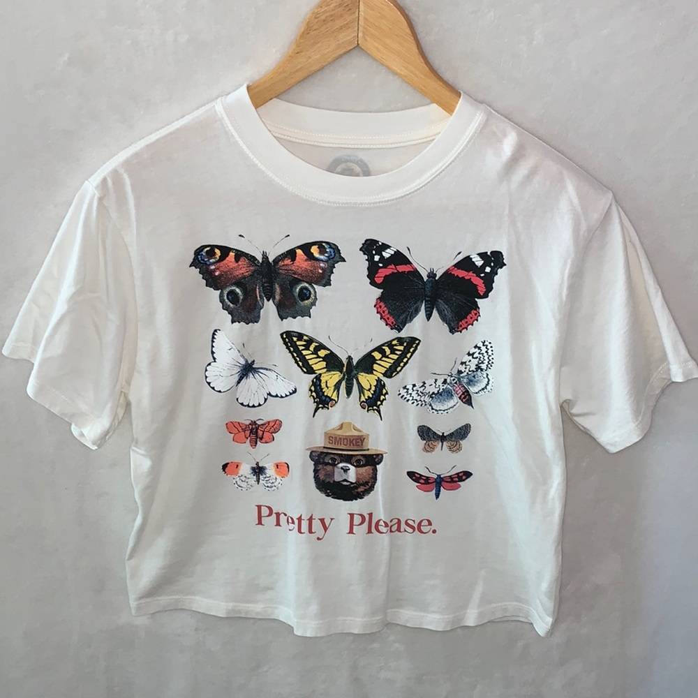 Smoky The Bear✨Official Licensee Butterfly ‘Pretty Please’ Crop Top S